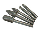 PFERD 5PC BURR SET 1/4" SHANK - TUNGSTEN CARBIDE - PREMIUM (STEEL)