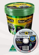 FLEXOVIT 125X1X22 MEGA INOX C/OFF DISCS TUB{100} 66253371411