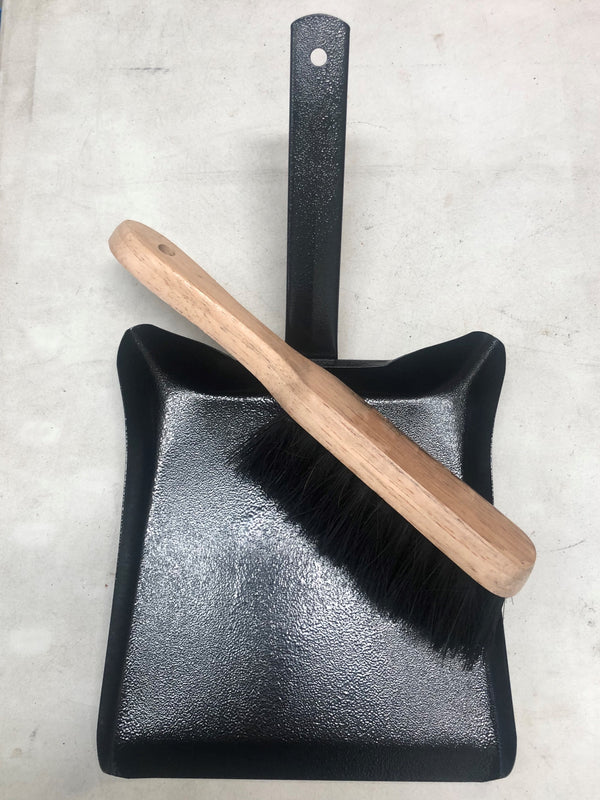 heavy duty banester brush and pan (metal/wood)